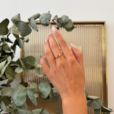 Bague en or rose, saphir orange et diamants