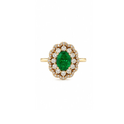 Bague San Marco en or jaune, émeraude et diamants