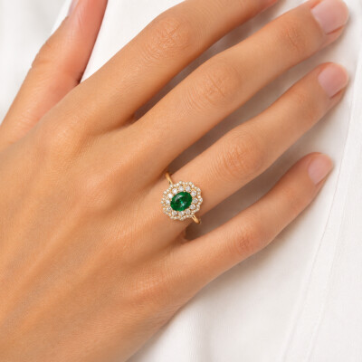 Bague San Marco en or jaune, émeraude et diamants