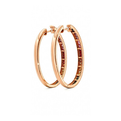Boucles d'oreilles Rainbow en or rose, saphirs et diamants