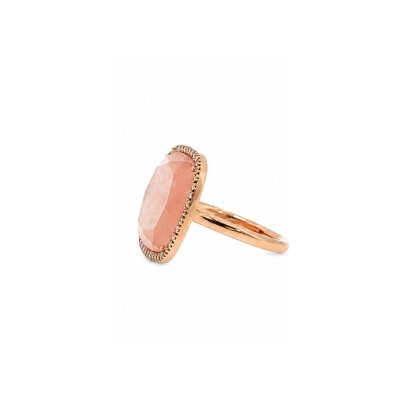 Bague Rinku or rose, éosite, nacre et cristal entourée de diamants