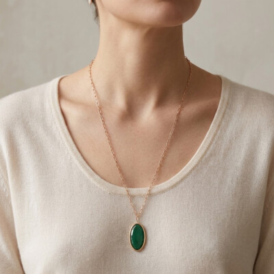 Collier sautoir Rinku or rose et chrysocolle