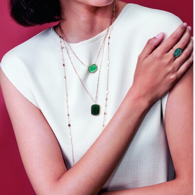 Collier Rinku en or rose et agate verte