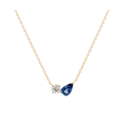 Collier or jaune, saphir et diamant