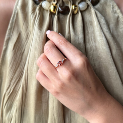 Bague Confetti or rose, saphir et diamants