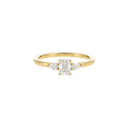 Solitaire or jaune et diamants