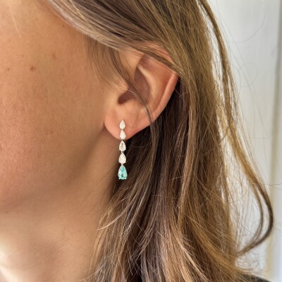 Boucles d'oreilles Absolu en or blanc, Tourmalines Paraïba et diamants