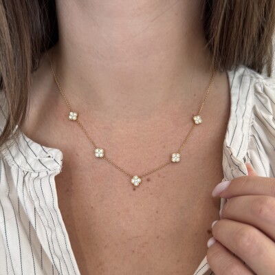 Collier Trèfles en or jaune et diamants
