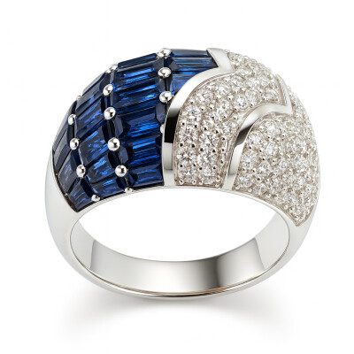 Bague or blanc, Saphir et Diamants