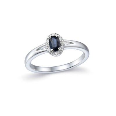 Bague en or blanc, saphir et diamants