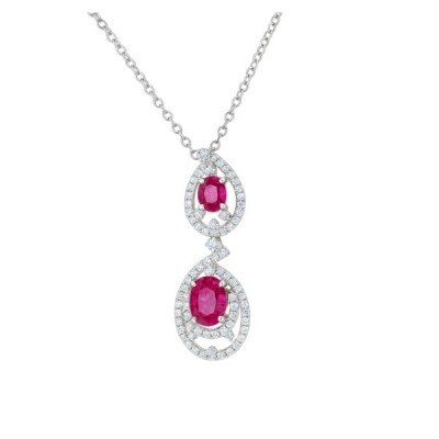 Collier or blanc, Rubis et Diamants