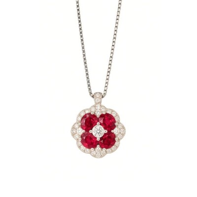 Collier or blanc, Rubis et diamants