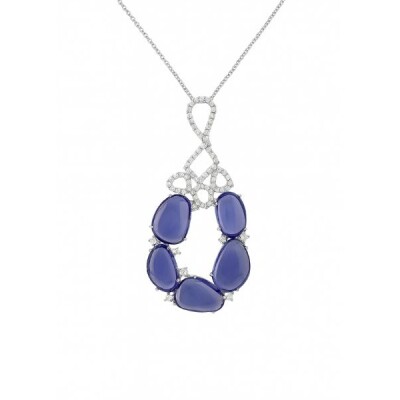 Collier or blanc, Iolites et Diamants