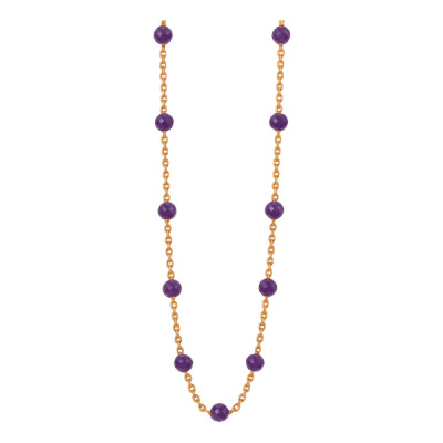 Collier or rose, perles d'améthystes