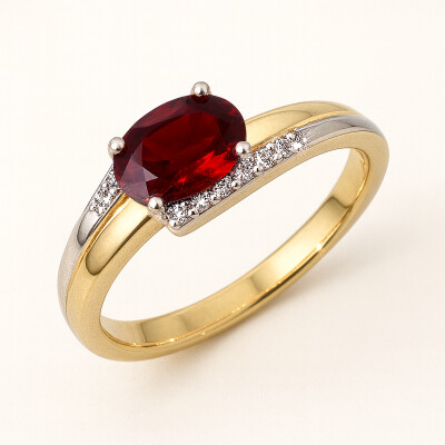 bague or bicolore, rubis et diamants