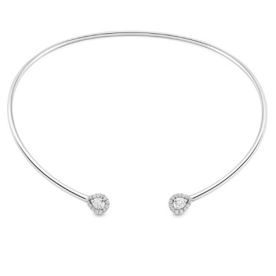 Collier or blanc et diamants