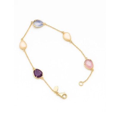 Bracelets or rose et pierres fines