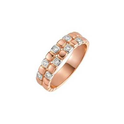 Bague or rose, blanc et diamants