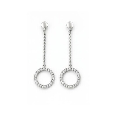 Boucles oreilles or blanc et diamants