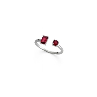 Bague or blanc et rhodolite