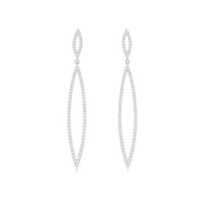 Boucles oreilles or blanc et diamants