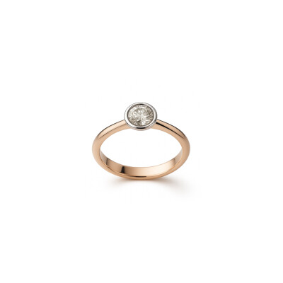 Bague or rose et diamant serti clos platine
