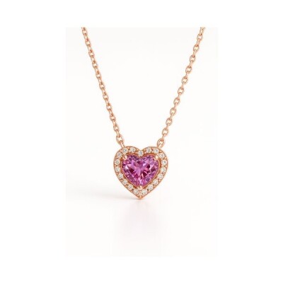 Collier or rose, saphir rose et diamants