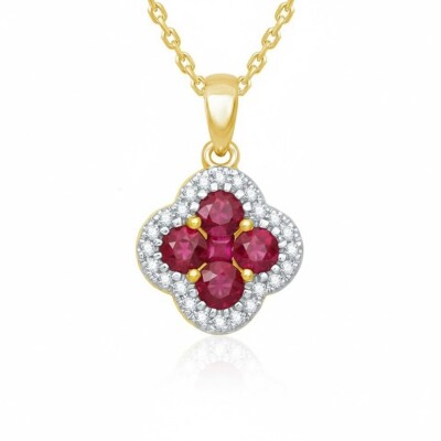 Collier or jaune 18 cts, rubis et diamants
