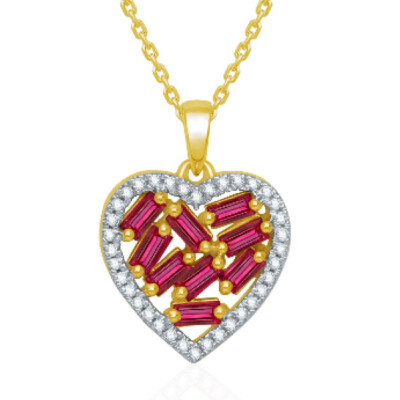 Collier or jaune 18 cts, rubis et diamants