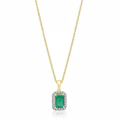 Collier or jaune, émeraude et diamants