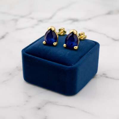 Boucles d'oreilles or jaune et saphir
