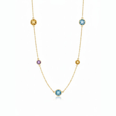 Collier or jaune et pierres fines