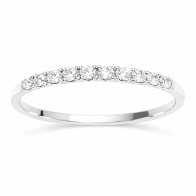 Alliance or blanc 18 cts et diamants synthétiques