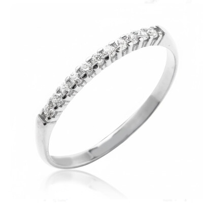 Alliance or blanc 18 cts et diamants synthétiques