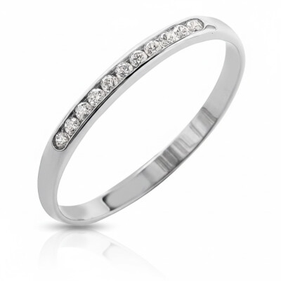 Alliance or blanc 18 cts et diamants synthétiques