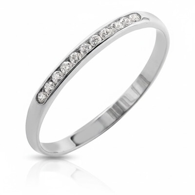Alliance or blanc 18 cts et diamants synthétiques