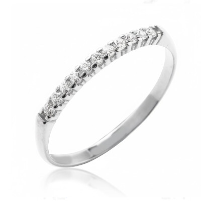 Alliance or blanc 18 cts et diamants synthétiques