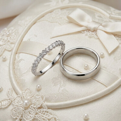 Alliances demi tour en or blanc et diamants de 0.25ct