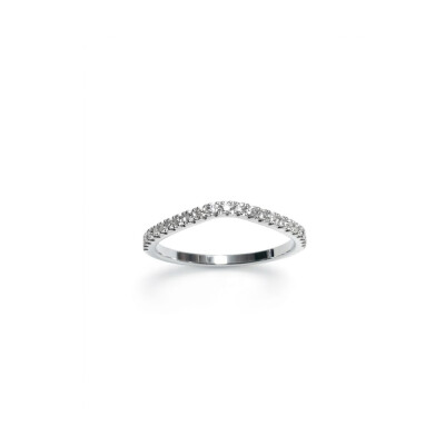 Alliance courbe or blanc 18 carats et diamant