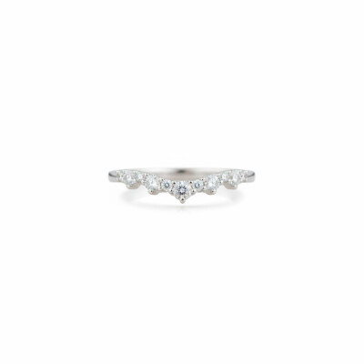 Alliance courbe or blanc 18 cts et diamants