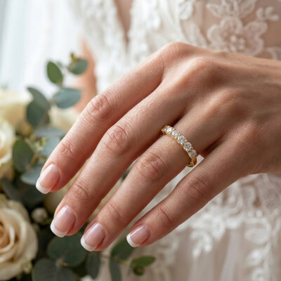 Alliance en or jaune et diamants