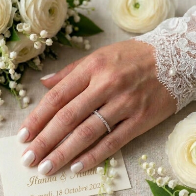 Alliance or blanc 18 cts et diamants