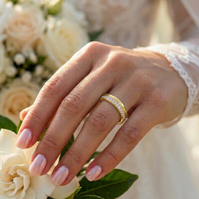 Alliance or jaune 18 carats et diamants