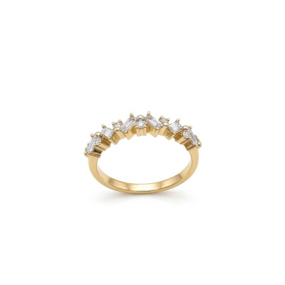 Alliance or jaune 18 cts et diamants