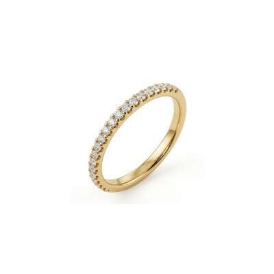 Alliance or jaune 18 cts demi tour diamants