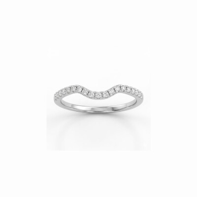 Alliance incurvée or blanc 18 cts et diamants
