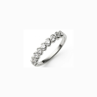 Alliance demi tour or blanc 18 cts et diamants
