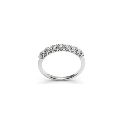 Alliance or blanc cœur demi tour diamant