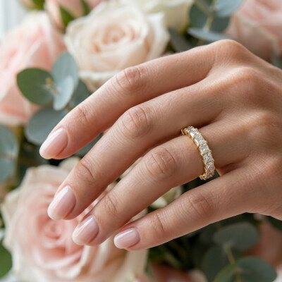 Alliance or jaune 18 cts et diamants