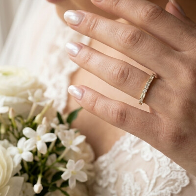 Alliance or jaune 18 cts et diamants